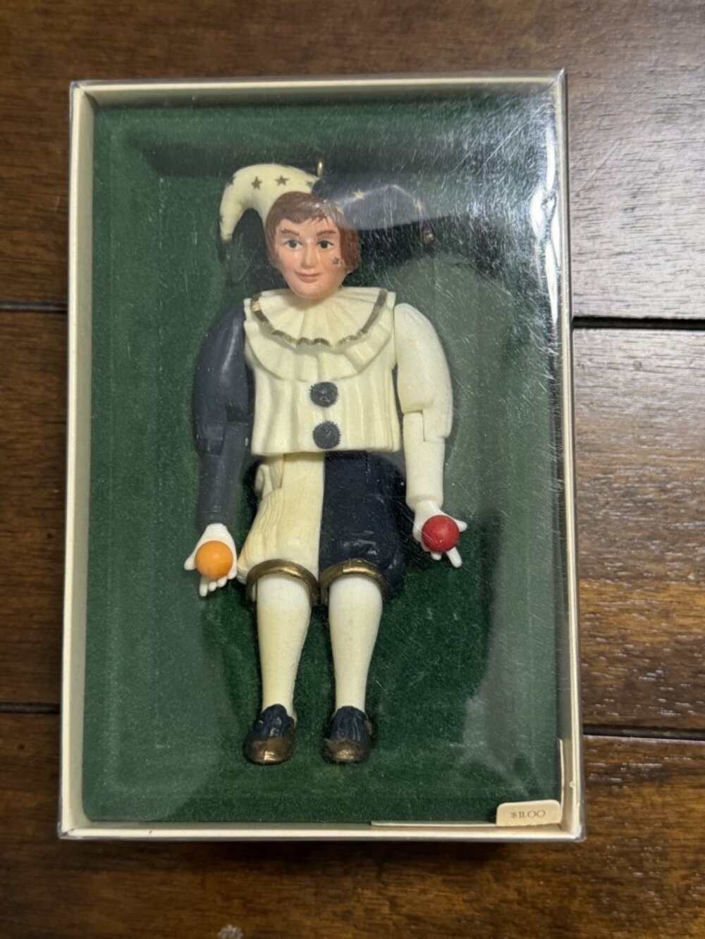 1984 Hallmark Keepsake Holiday Jester Christmas Ornament Movable Arms Legs Box